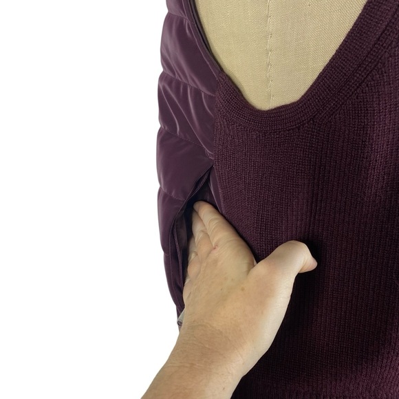 Athleta 464618 Hanover Hybrid Vest Medium Spiced Cabernet Wool Blend Puffer Knit - Picture 7 of 12